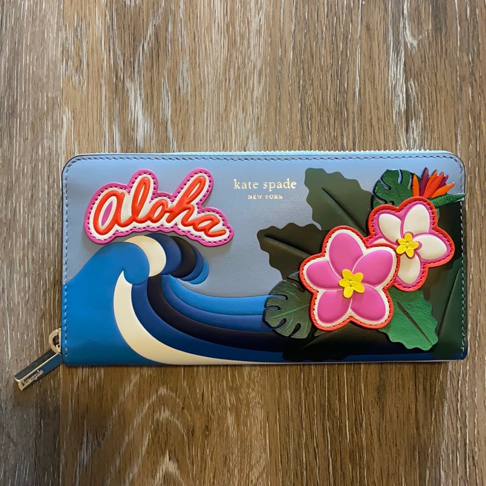 Kate Spade limited edition scenic route Hawaii Zip Around Continental Wallet